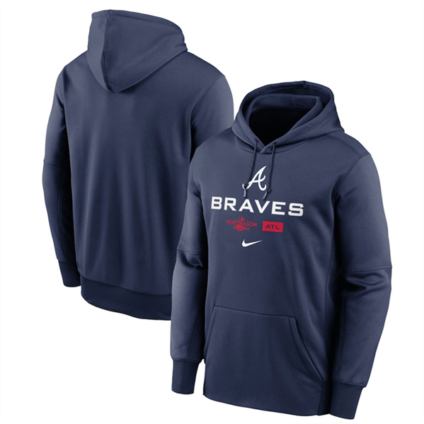 Men's Atlanta Braves Navy 2022 Performance Pullover Hoodie - Click Image to Close